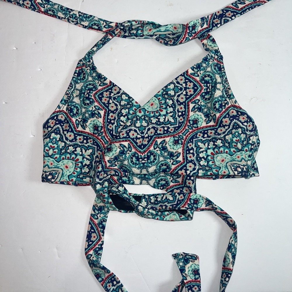 Athleta Monaco Bra Cup Wrap Bikini Removable Cups Underwire‎ Halter Size 34B/C